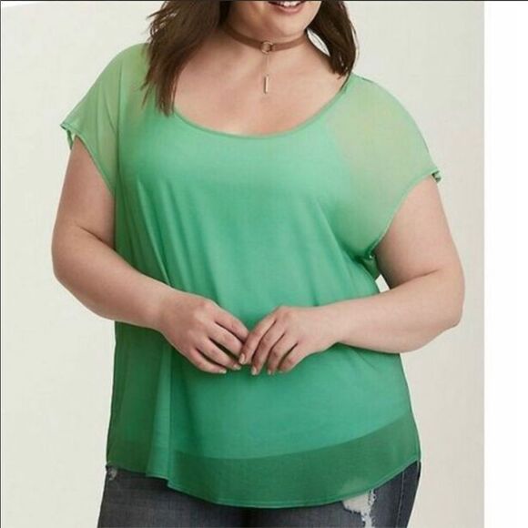 Torrid Ombre Sheer Chiffon Button Back Dolman Top - Picture 1 of 8